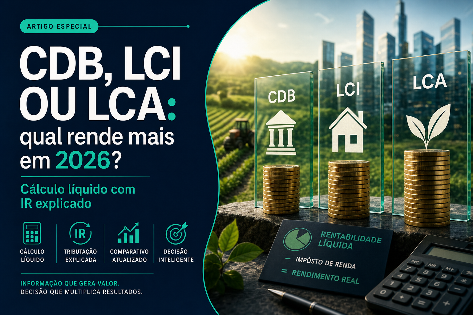 CDB, LCI ou LCA: qual rende mais em 2026? Cálculo líquido com IR explicado