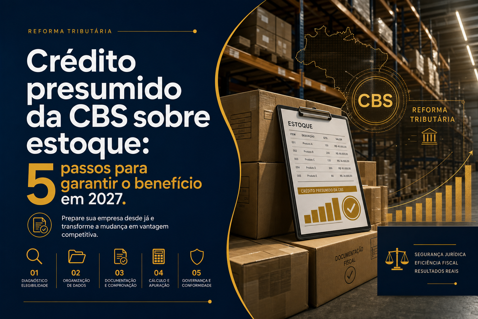 Crédito presumido da CBS sobre estoque: 5 passos para garantir o benefício em 2027