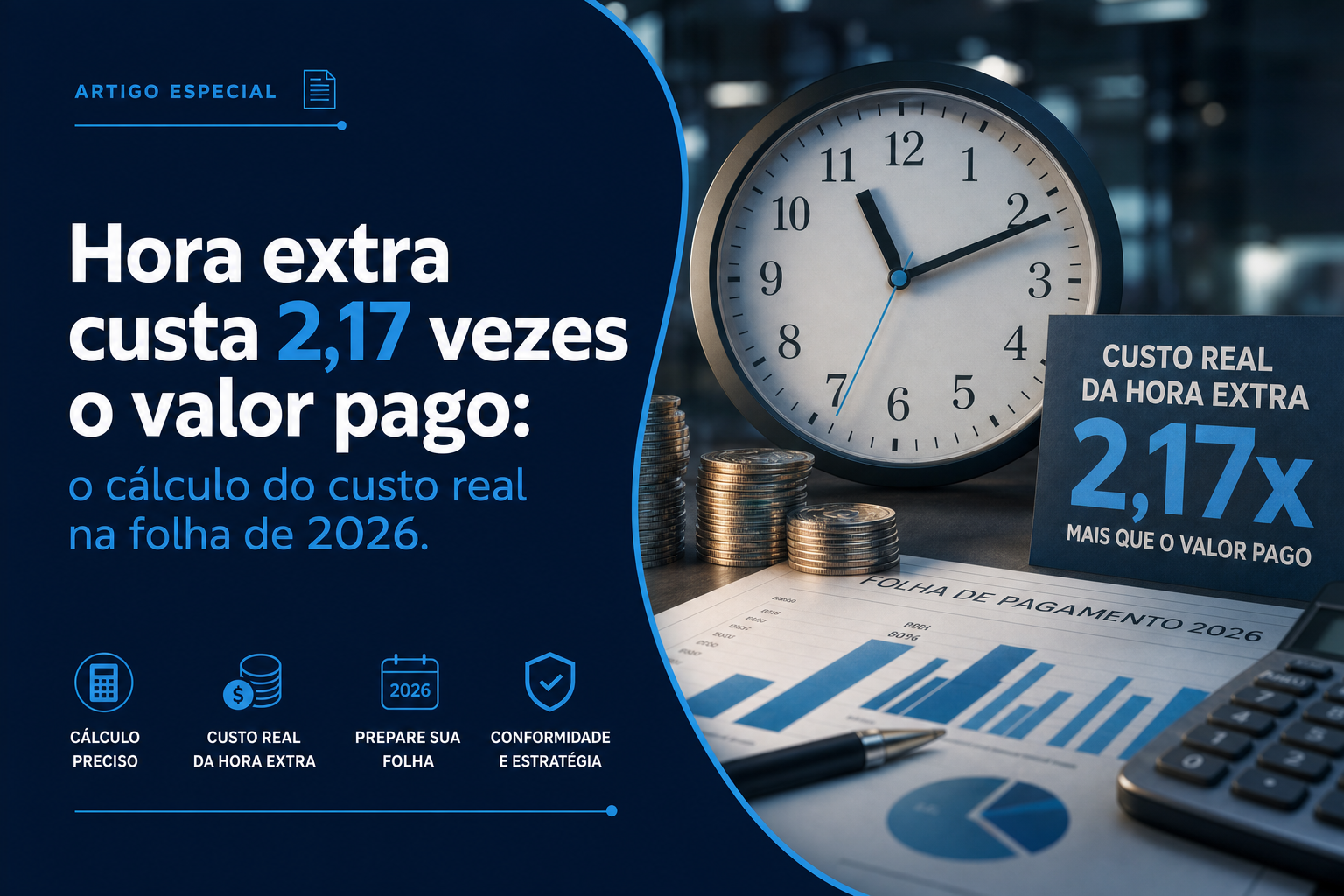 Hora extra custa 2,17 vezes o valor pago: o cálculo do custo real na folha de 2026